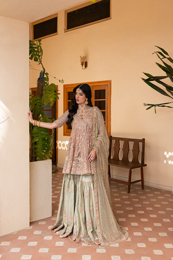 Latest Pakistani Bridal Dress in Kameez Gharara Dupatta Style