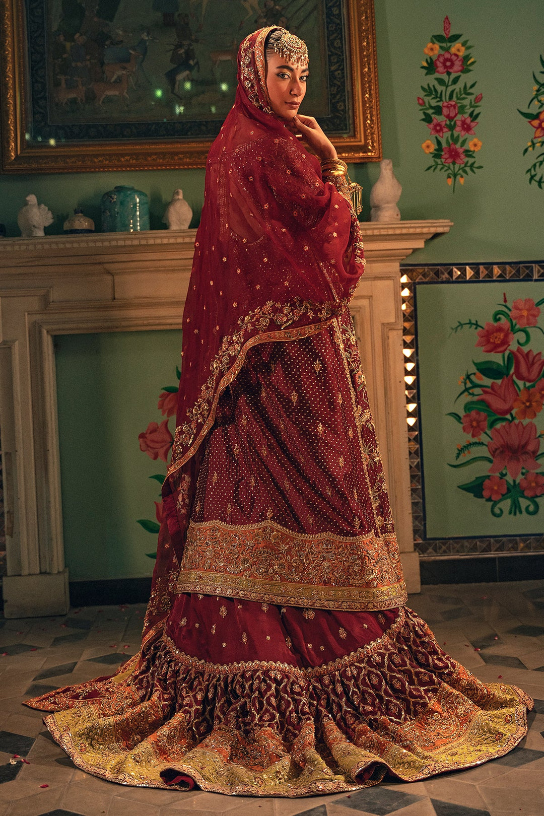 Latest Pakistani Bridal Dress in Kameez and Sharara Style