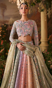 Latest Pakistani Bridal Dress in Multicolored Lehenga Style