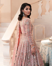 Latest Pakistani Bridal Dress in Open Pishwas Lehenga Style