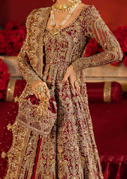 Latest Pakistani Bridal Dress in Open Pishwas Lehenga Style