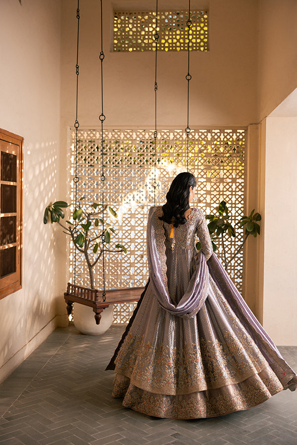 Latest Pakistani Bridal Dress in Open Pishwas Lehenga Style