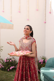 Latest Pakistani Bridal Dress in Pink Lehenga and Choli Style