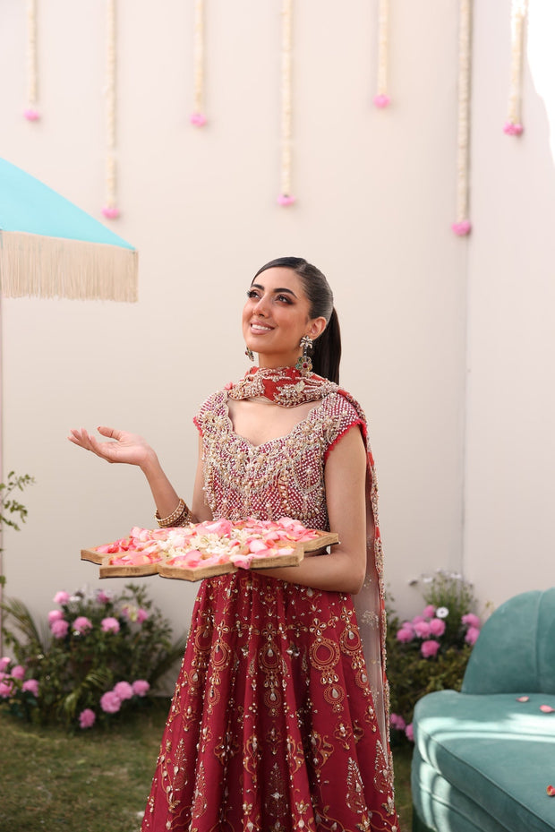 Latest Pakistani Bridal Dress in Pink Lehenga and Choli Style
