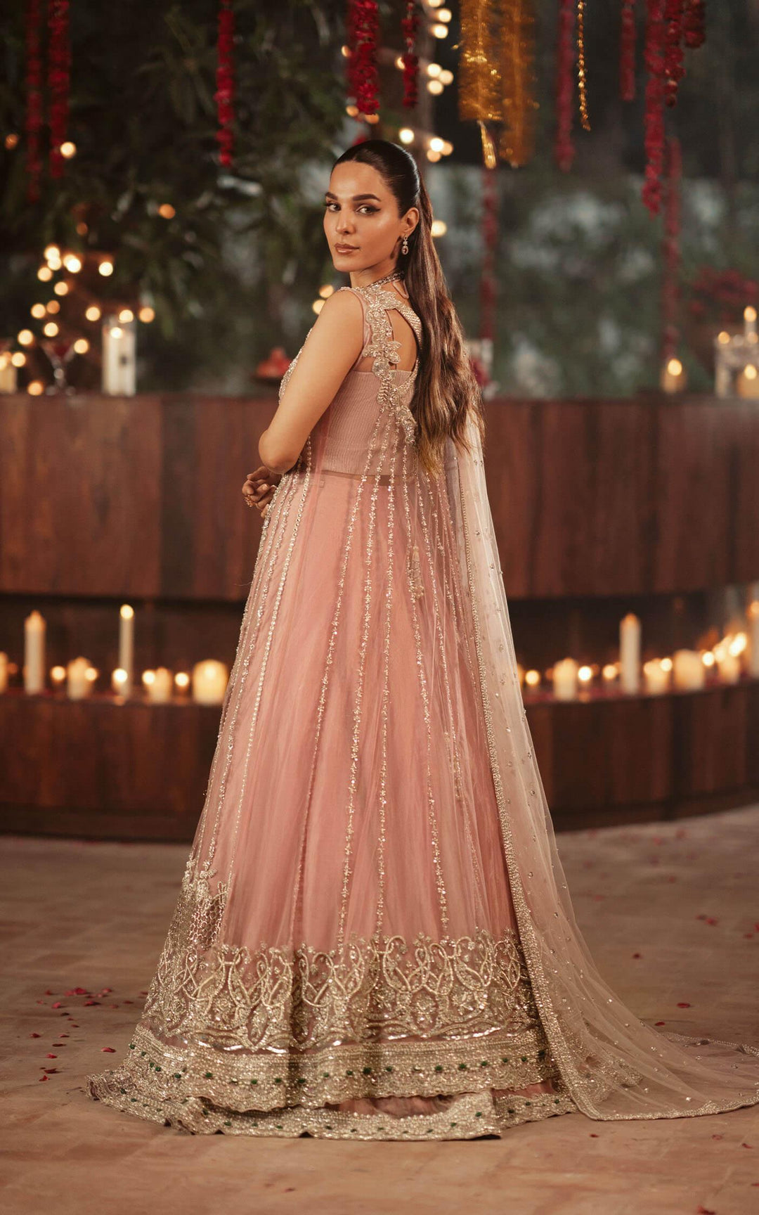 Elegant Pakistani Bridal Gown & Lehenga - Pink Ensemble