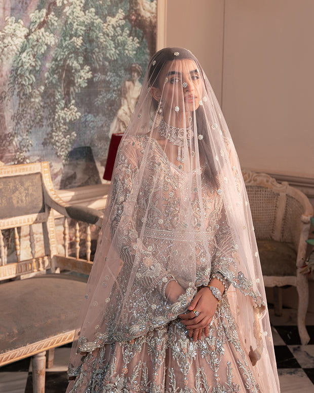 Latest Pakistani Bridal Dress in Pink Pishwas Lehenga Style
