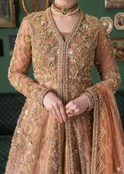 Latest Pakistani Bridal Dress in Pishwas Frock Lehenga Style