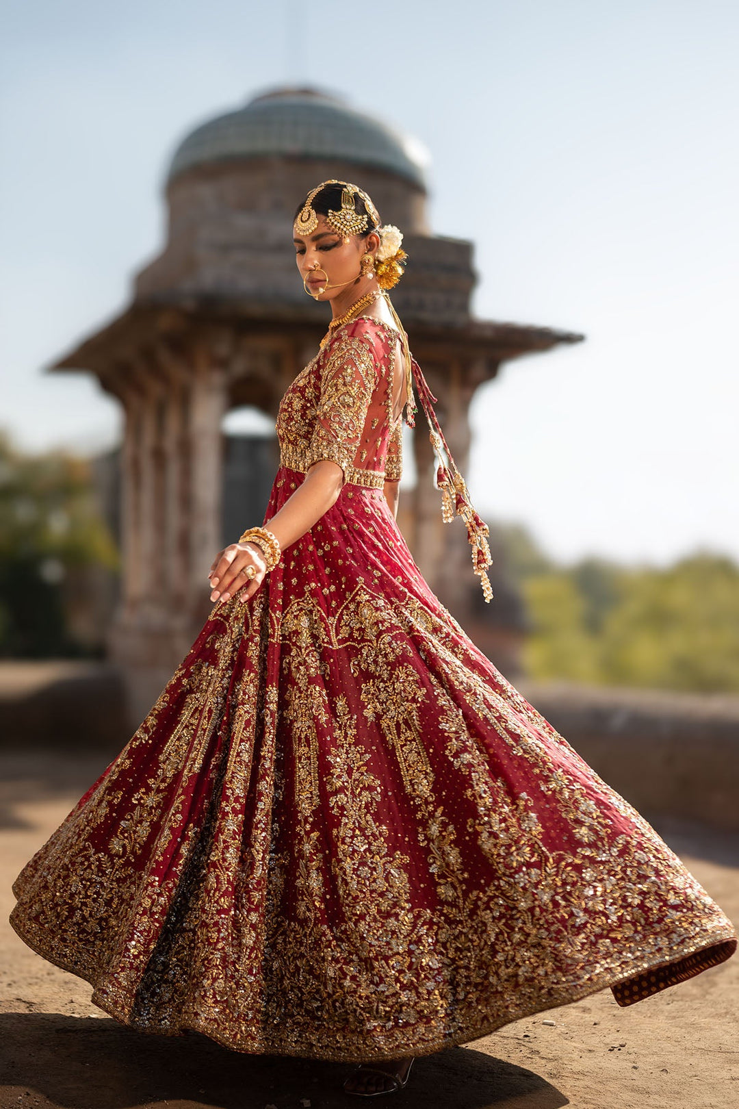 Latest Pakistani Bridal Dress in Premium Gown Dupatta Style