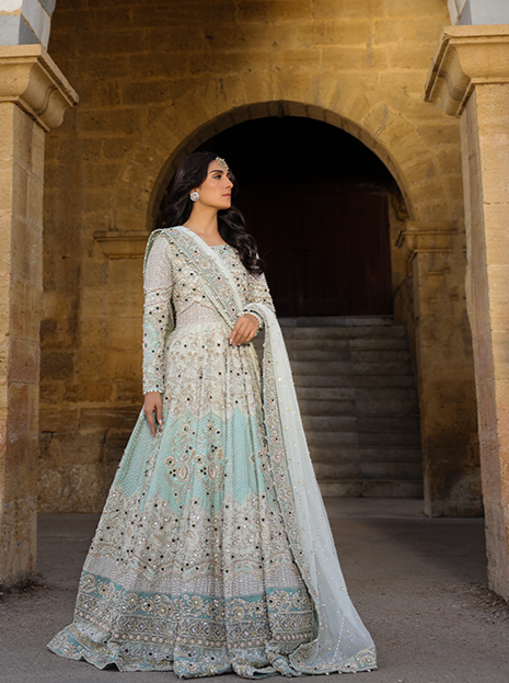 Latest Pakistani Bridal Dress in Premium Gown Dupatta Style