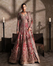 Latest Pakistani Bridal Dress in Red Gown and Lehenga Style