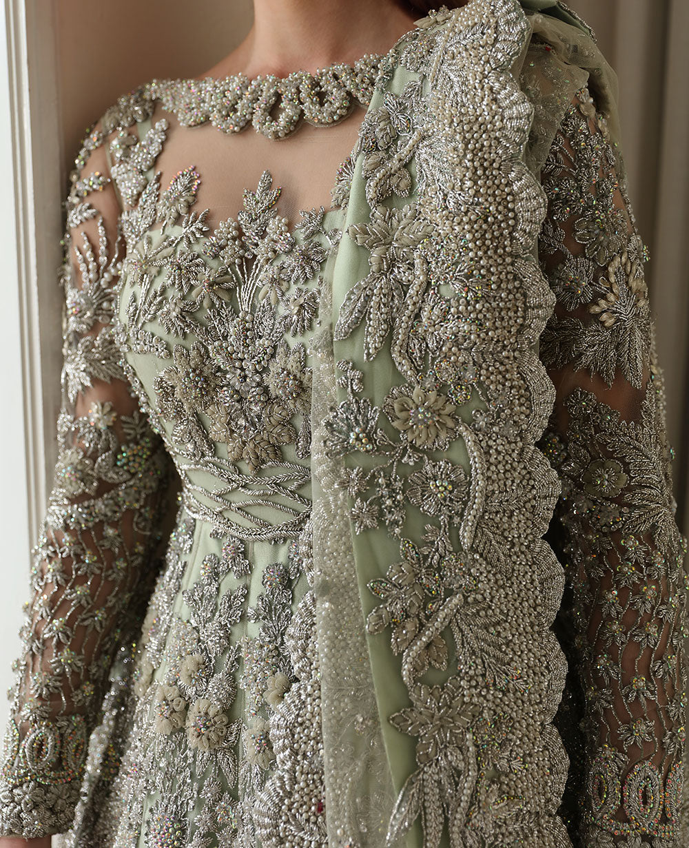 Latest Pakistani Bridal Dress in Royal Gown and Dupatta Style