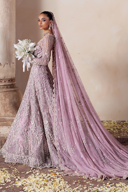 Pakistani Bridal Dress in Royal Long Tail Gown Style Nameera by Farooq