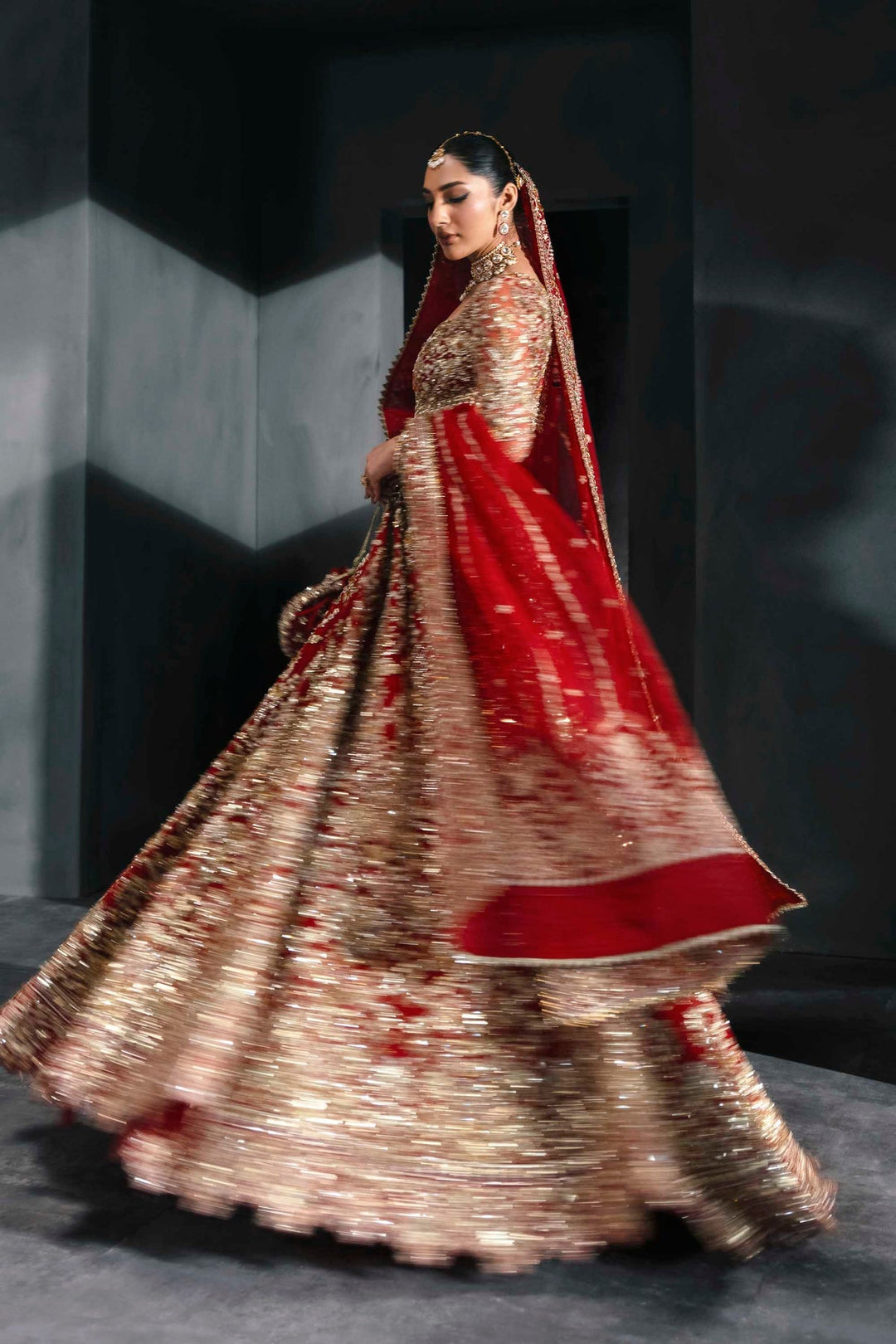 Radiant Pakistani Bridal Lehenga in Wedding Red