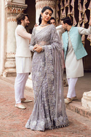 Latest Pakistani Bridal Dress in Wedding Saree Style in Net