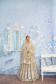 Latest Pakistani Bridal Lehenga with Pishwas and Dupatta Dress