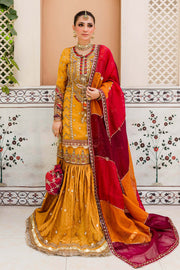Latest Pakistani Bridal Mehndi Dress in Gharara Kameez Style