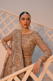 Latest Pakistani Bridal Outfit in Net Choli and Lehenga Style