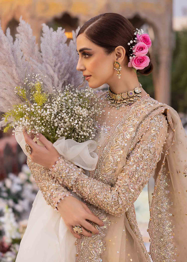 Latest Pakistani Bridal Outfit in Pishwas Frock Lehenga Style