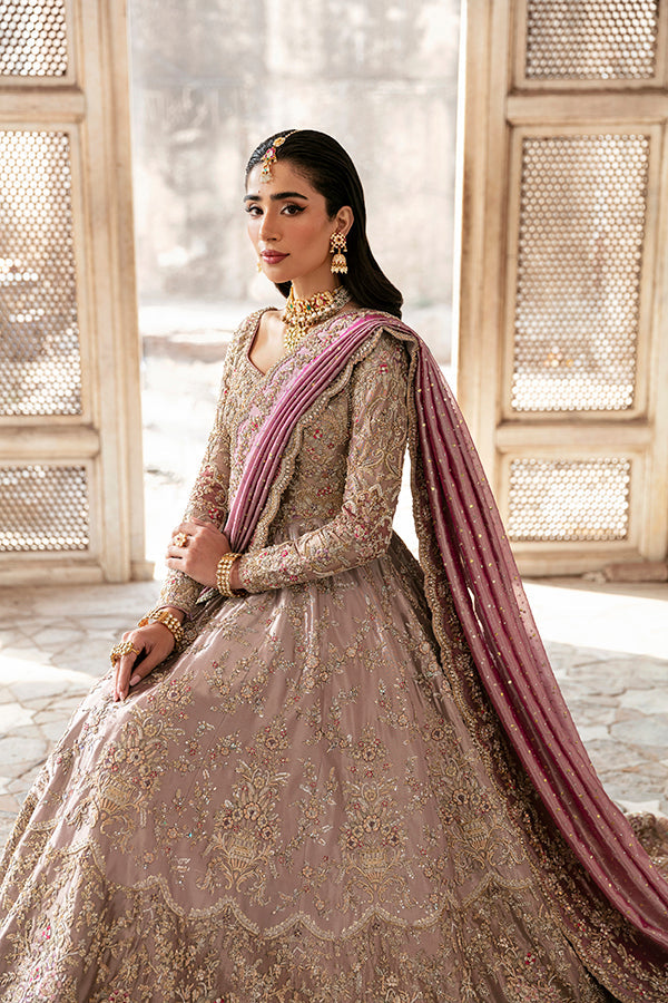 Latest Pakistani Bridal Outfit in Pishwas Frock Lehenga Style