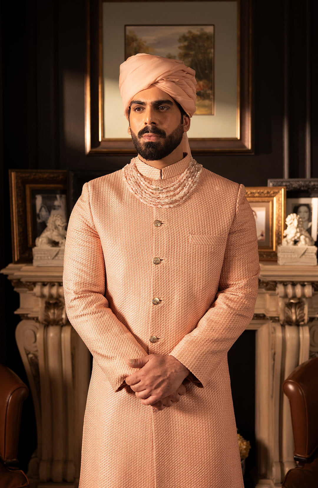 Latest Pakistani Groom Dress in Elegant Pink Sherwani Style