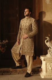 Latest Pakistani Groom Dress in Embellished Sherwani Style