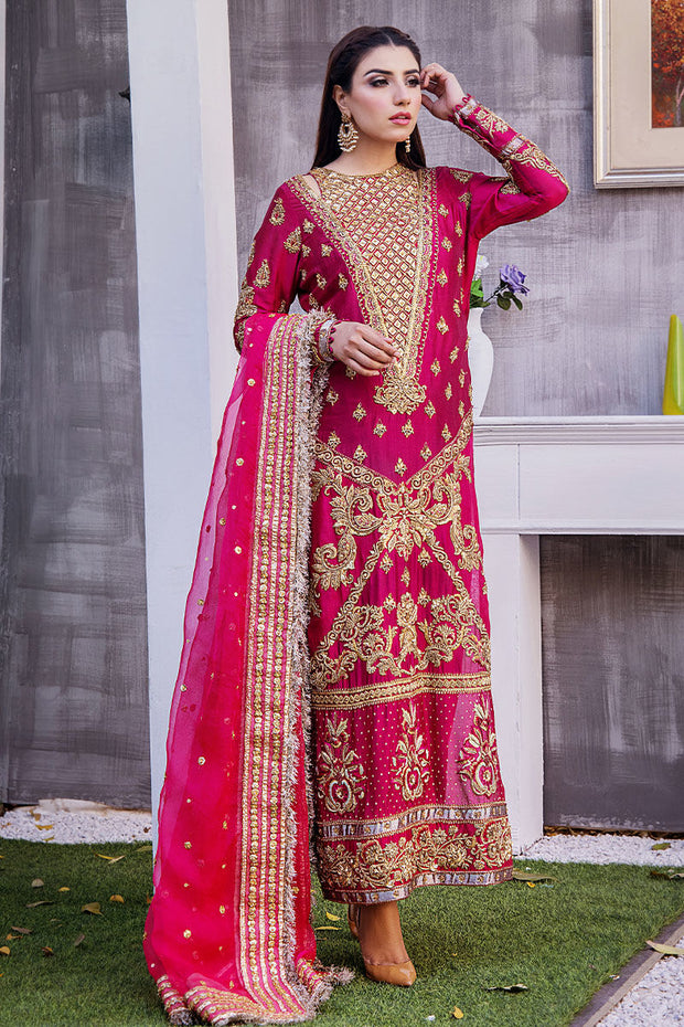 Latest Pakistani Pink Dress in Wedding Kameez Trouser Style