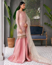 Latest Pakistani Tea Pink Kameez Sharara For Wedding Dress