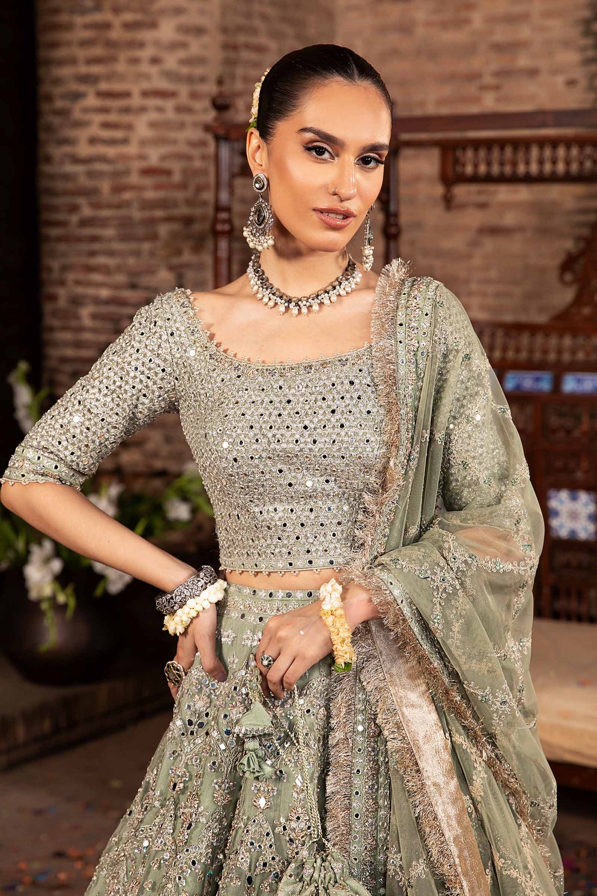 Pakistani Wedding Dress in Bridal Choli Lehenga Style – Nameera by Farooq
