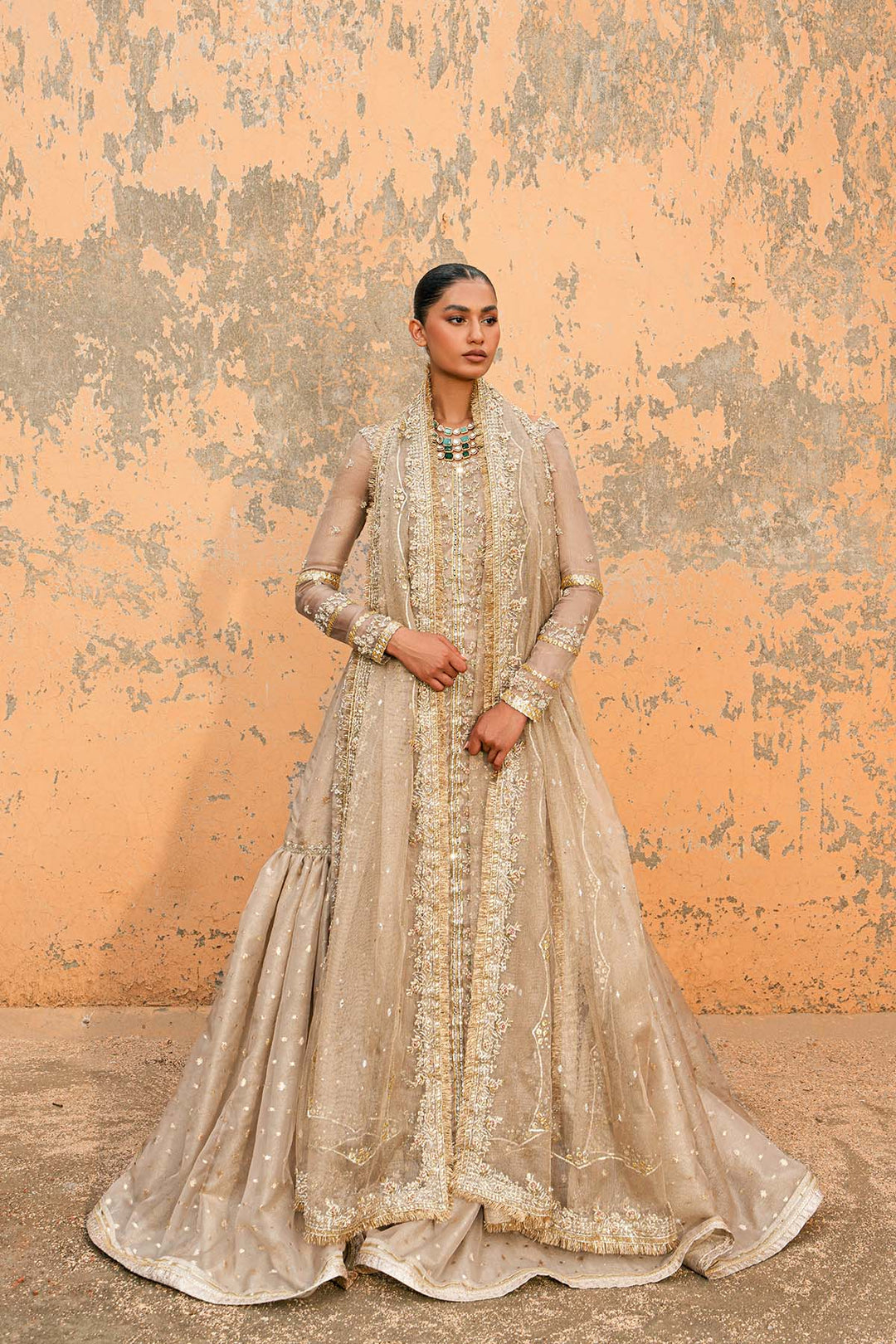 Latest Pakistani Wedding Dress in Bridal Gharara Kameez Style