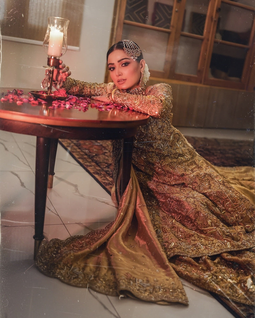 Elegant Pakistani Bridal Dress - Kameez Lehenga Style