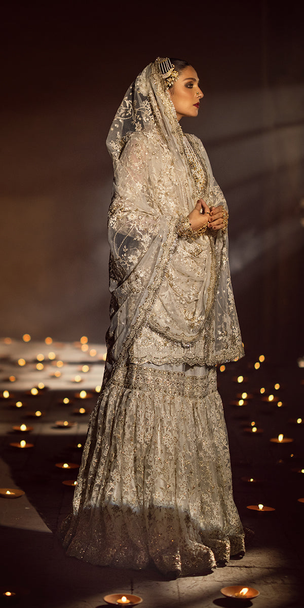 Latest Pakistani Wedding Dress in Kameez and Gharara Style