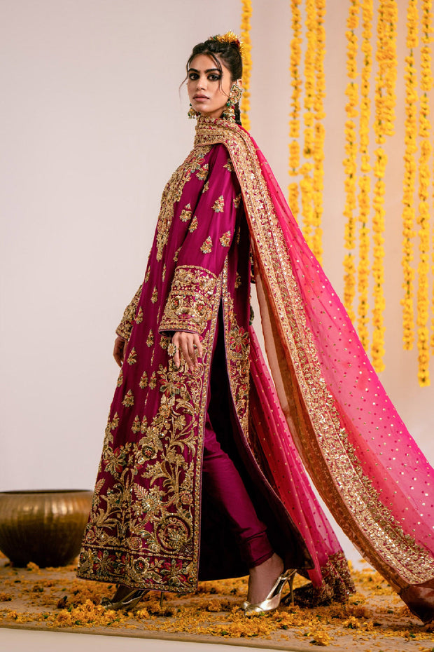 red and purple pakistani wedding dress Purple Chiffon Lehenga Shirt Pakistani Wedding Dresses