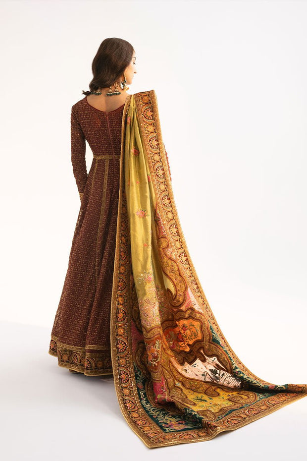 Latest Pakistani Wedding Dress in Maroon Anarkali Frock Style