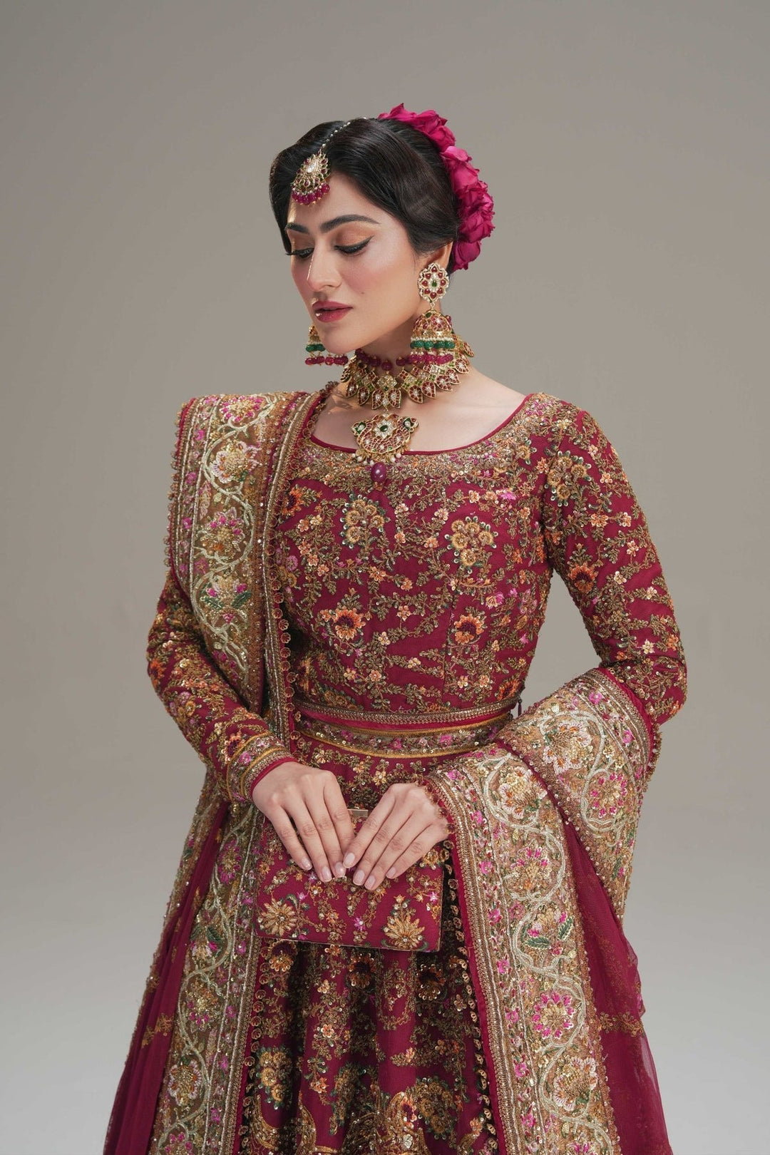 Elegant Red Net Pakistani Bridal Lehenga for Weddings