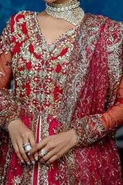 Latest Pakistani Wedding Dress in Open Frock Lehenga Style