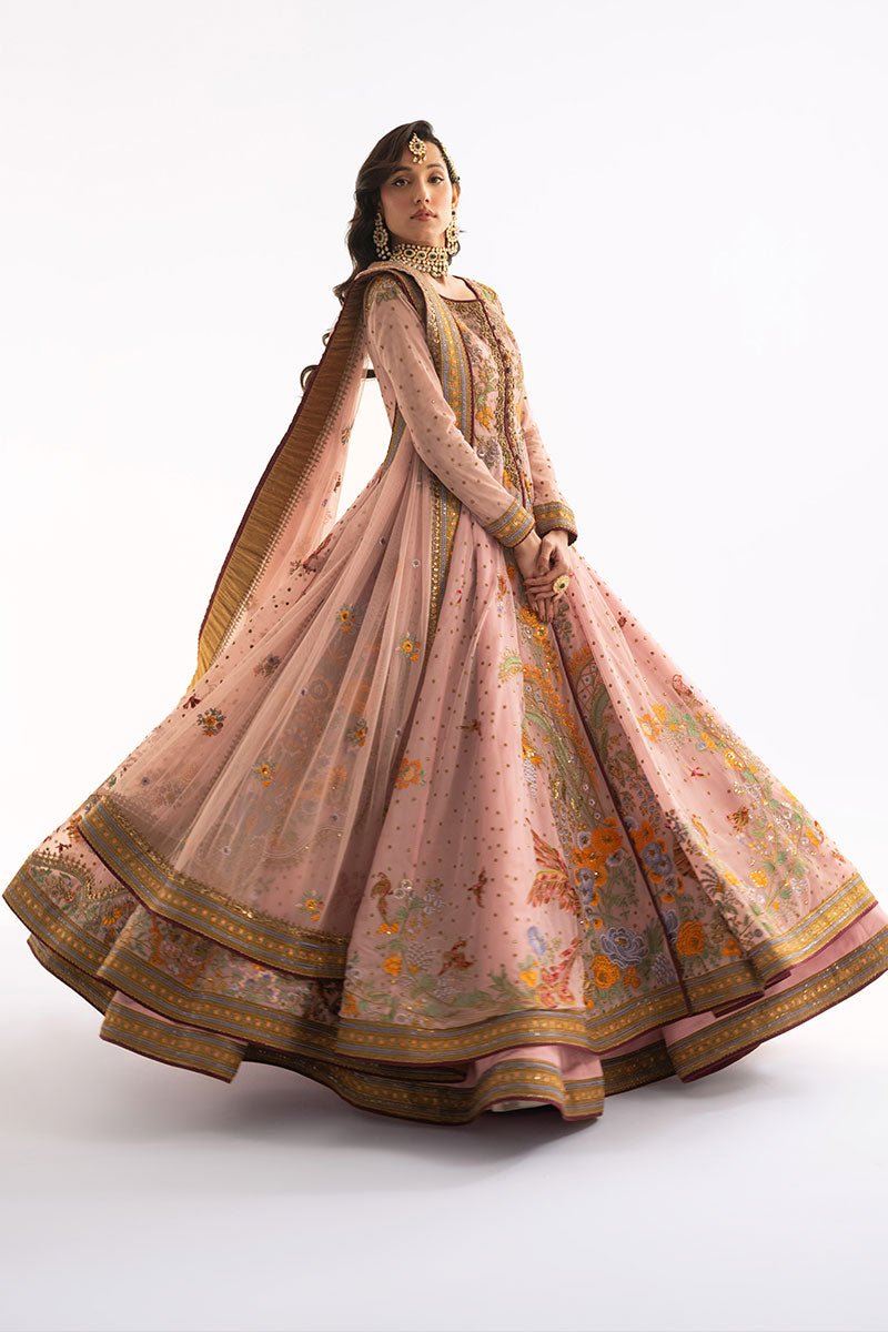 Latest Pakistani Wedding Dress in Pink Anarkali Lehenga Style
