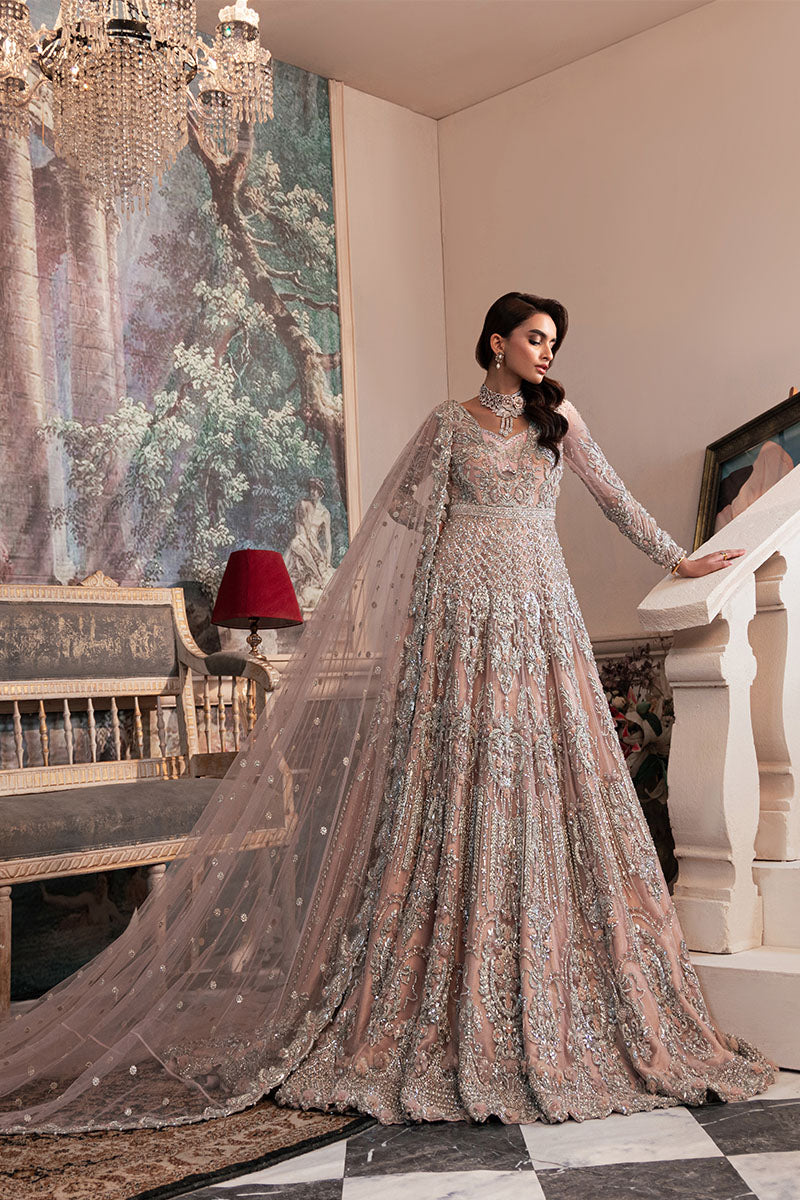 Pakistani Wedding Dress in Pink Bridal Gown Veil Style – Nameera by Farooq