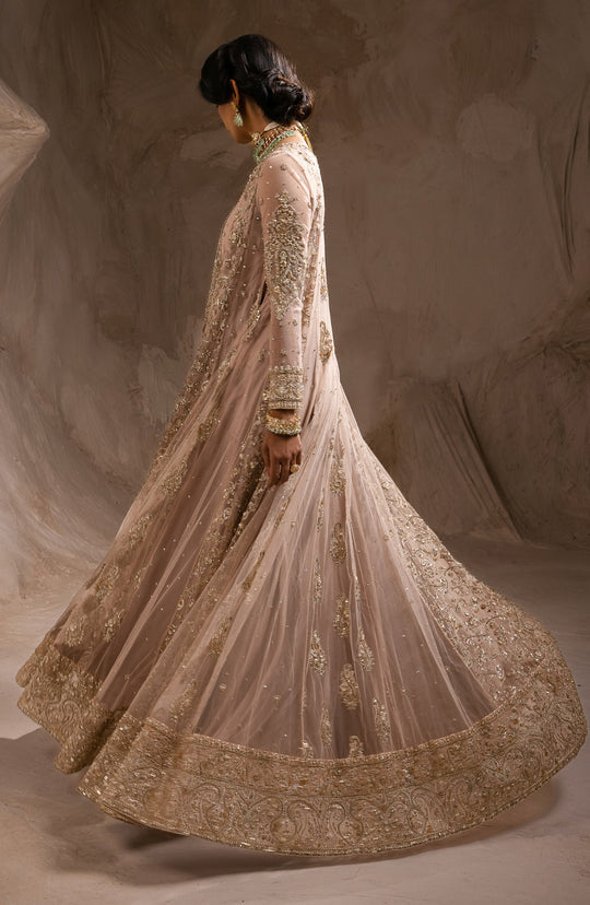 Latest Pakistani Wedding Dress in Pink Pishwas Frock Style