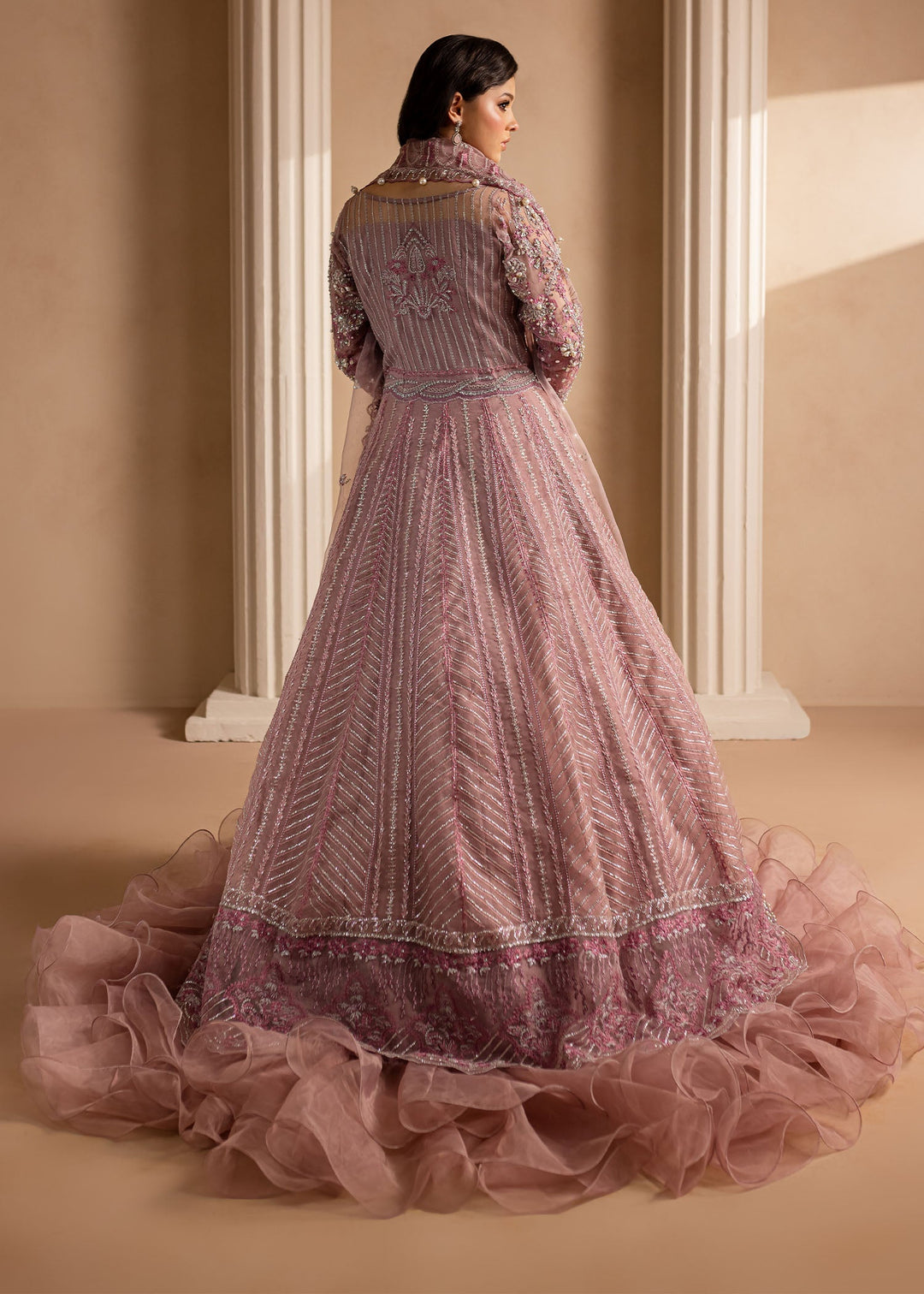 Lavender Pakistani Bridal Dress with Dupatta - Elegant Gown