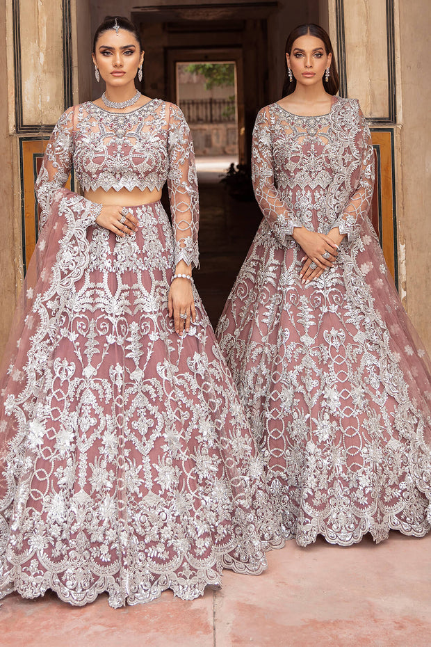 Latest Pakistani Wedding Dress in Traditional Net Maxi Style