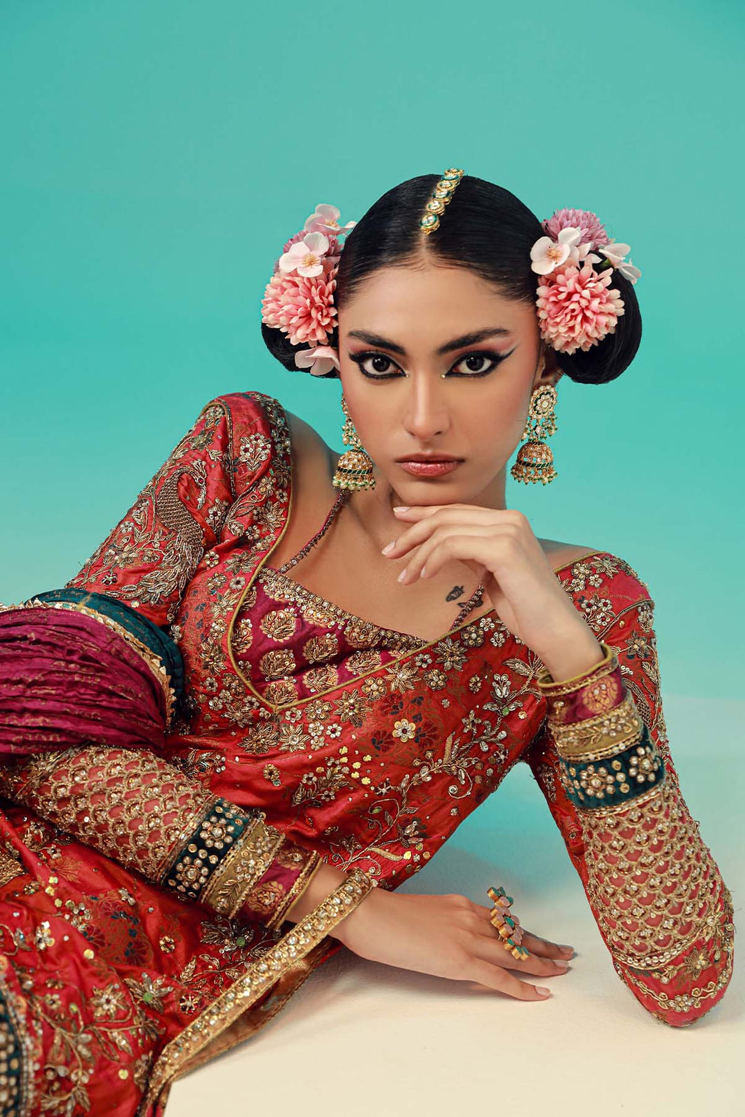Latest Pakistani Wedding Mehndi Dress in Bridal Gharara Style