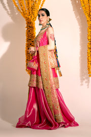 Latest Pink Pakistani Wedding Dress in Sharara Kameez Style