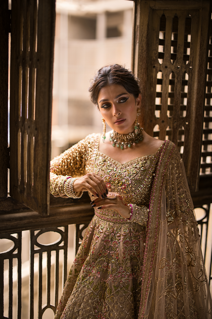 Latest Pishwas Frock Style Pakistani Bridal Dress for Wedding