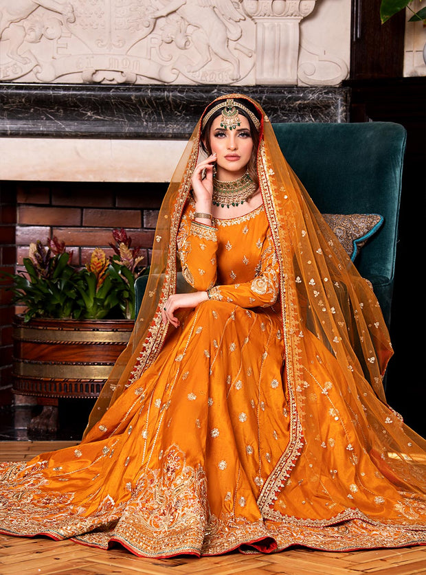 Pishwas Frock Trouser Yellow Pakistani Wedding Dress – Nameera by Farooq