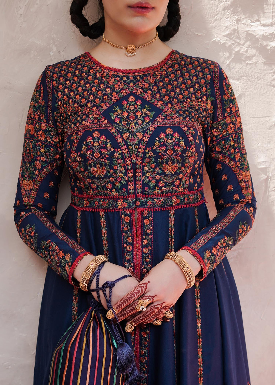 Latest Pishwas Frock and Sharara Blue Pakistani Wedding Dress