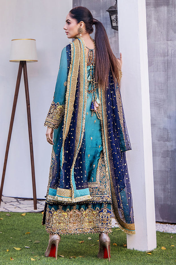Latest Premium Embroidered Pakistani Wedding Dress in Blue