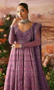 Latest Purple Pishwas Frock Dupatta Pakistani Wedding Dress