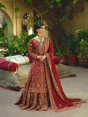 Latest Red Lehenga Kameez and Dupatta Pakistani Bridal Dress