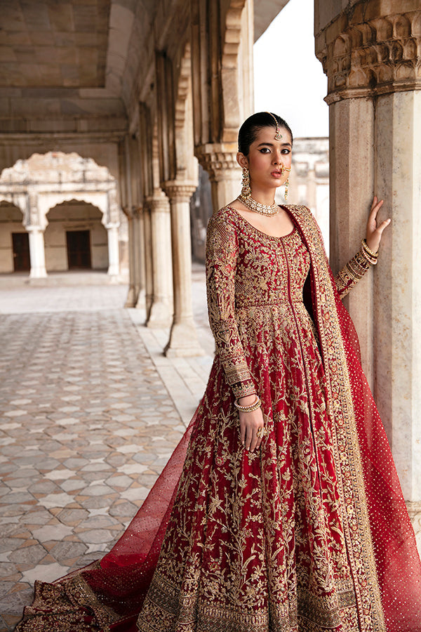 Latest Red Lehenga and Open Pishwas Pakistani Bridal Dress