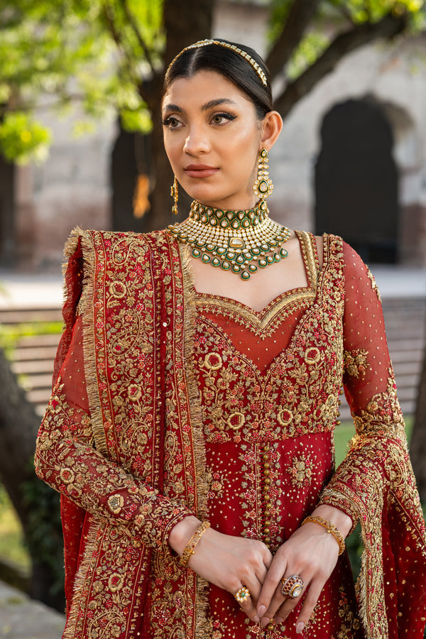 Elegant Red Pakistani Bridal Dress & Lehenga Style